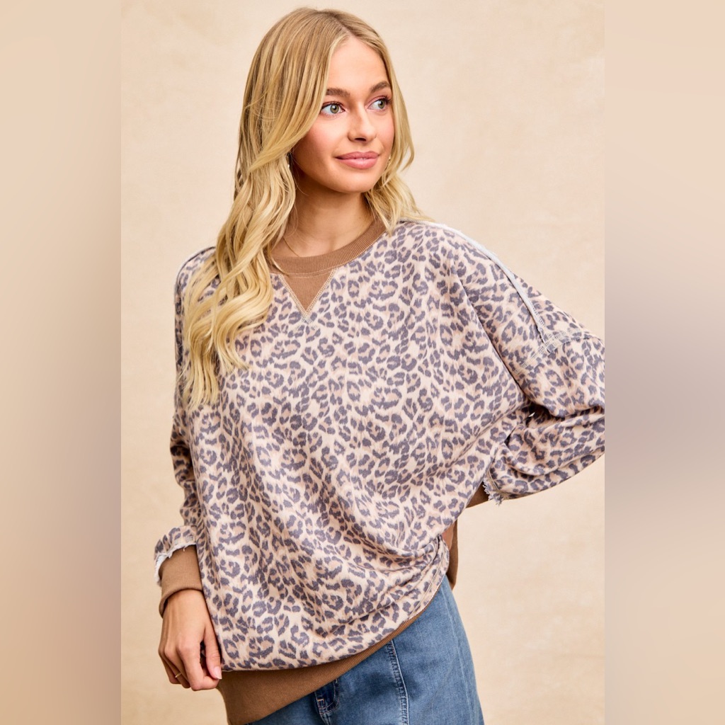 Bibi Leopard Printed French Terry Sweatshirt